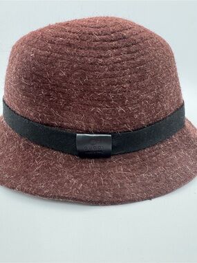 Gucci Felt Wool Bucket Hat Brown Black Band Logo Plaque Size Large